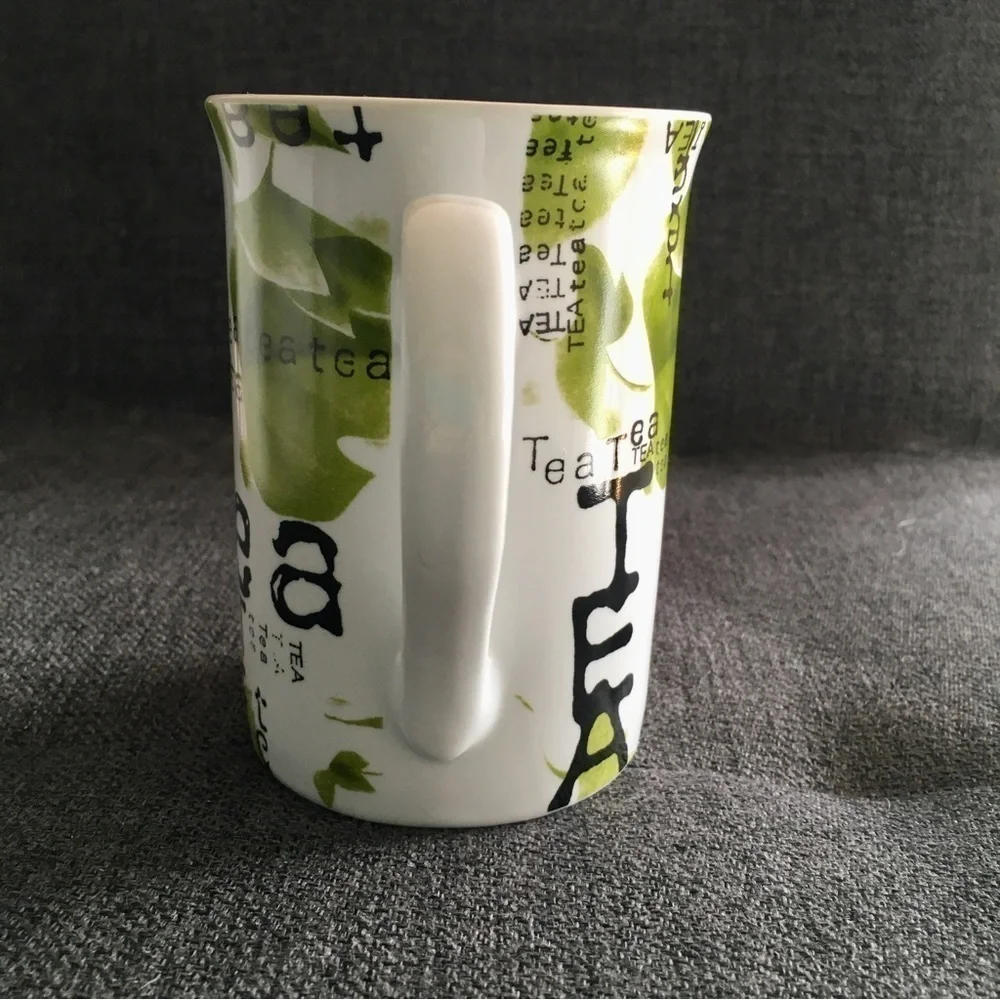 Artistic Tea Mug, White, Green, 10 oz
